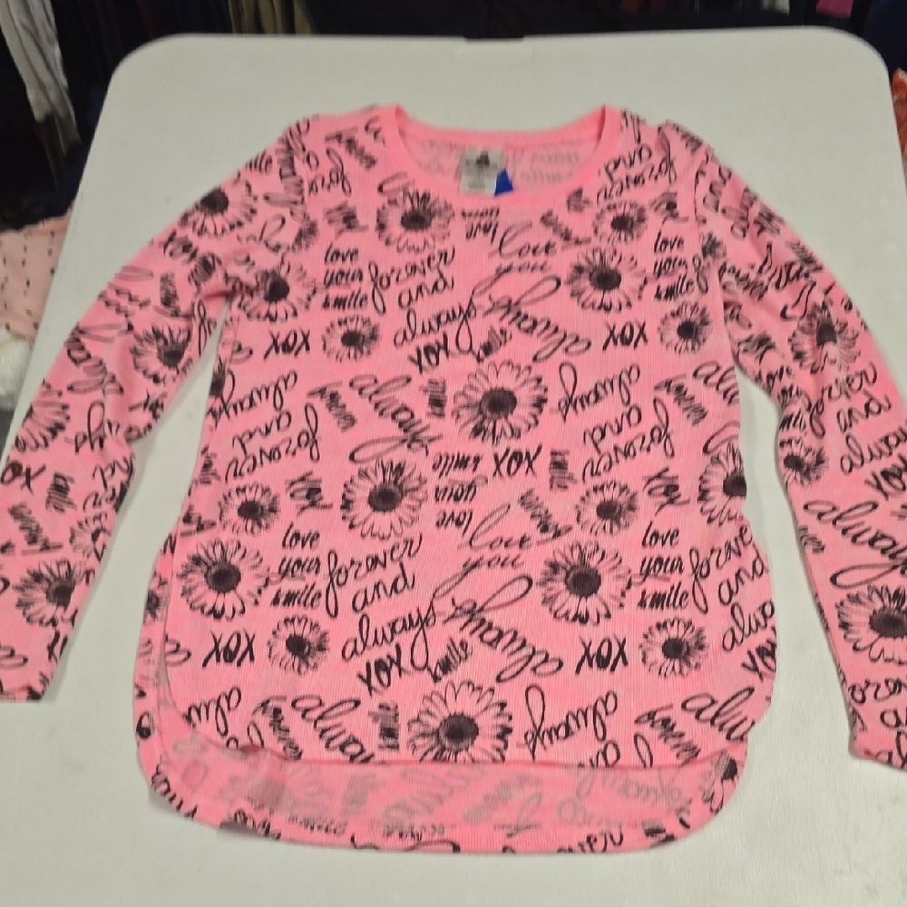 Vibrant Pink Floral Kids Long Sleeve Tee